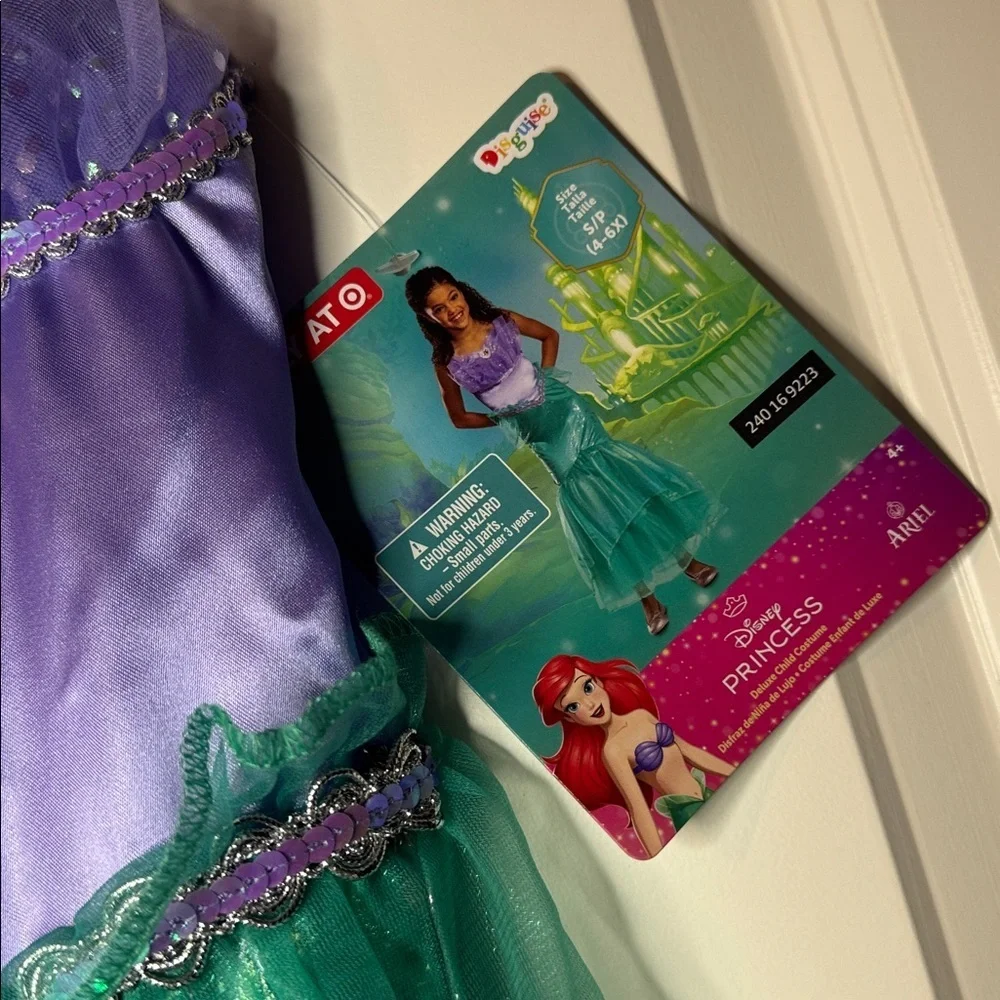 NEW Disney Kids' the Little Mermaid Ariel Deluxe Costume Dress Aqua Green 4-6x - Picture 3 of 4